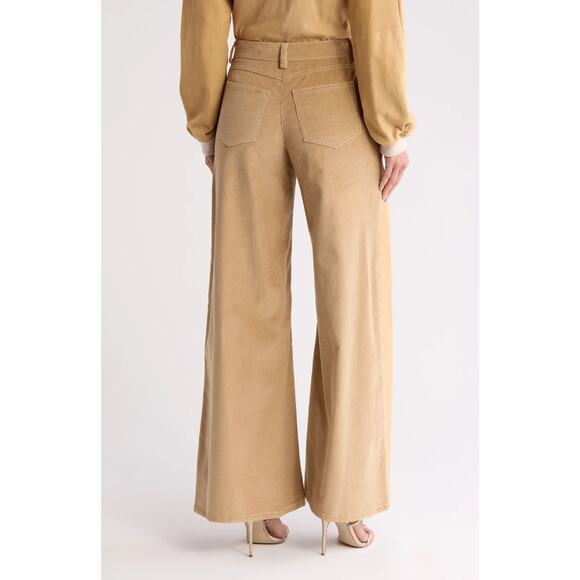 TWP Styles Two-Tone Corduroy Pants Camel Wide Leg Mid Rise Size 6 - Picture 8 of 14